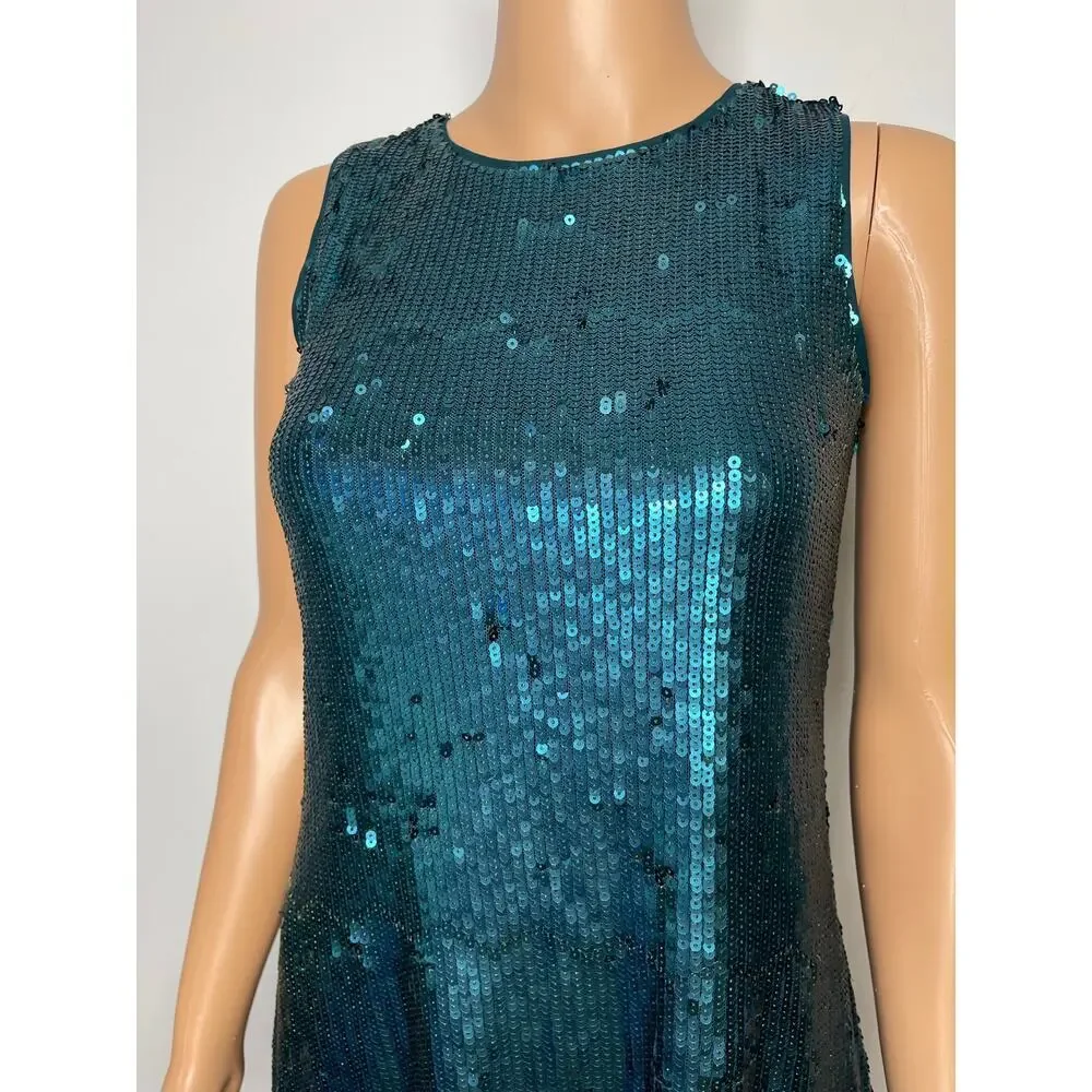 Marciano sequined A line mini dress size 14 (Girls) Teal - Picture 4 of 14
